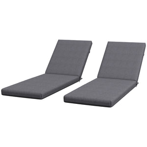 Lot de 2 Matelas pour Chaise Longue transat Bain de Soleil avec Sangles d'attache pour Jardin dim. 190,5L x 58,4l x 7H cm Gris