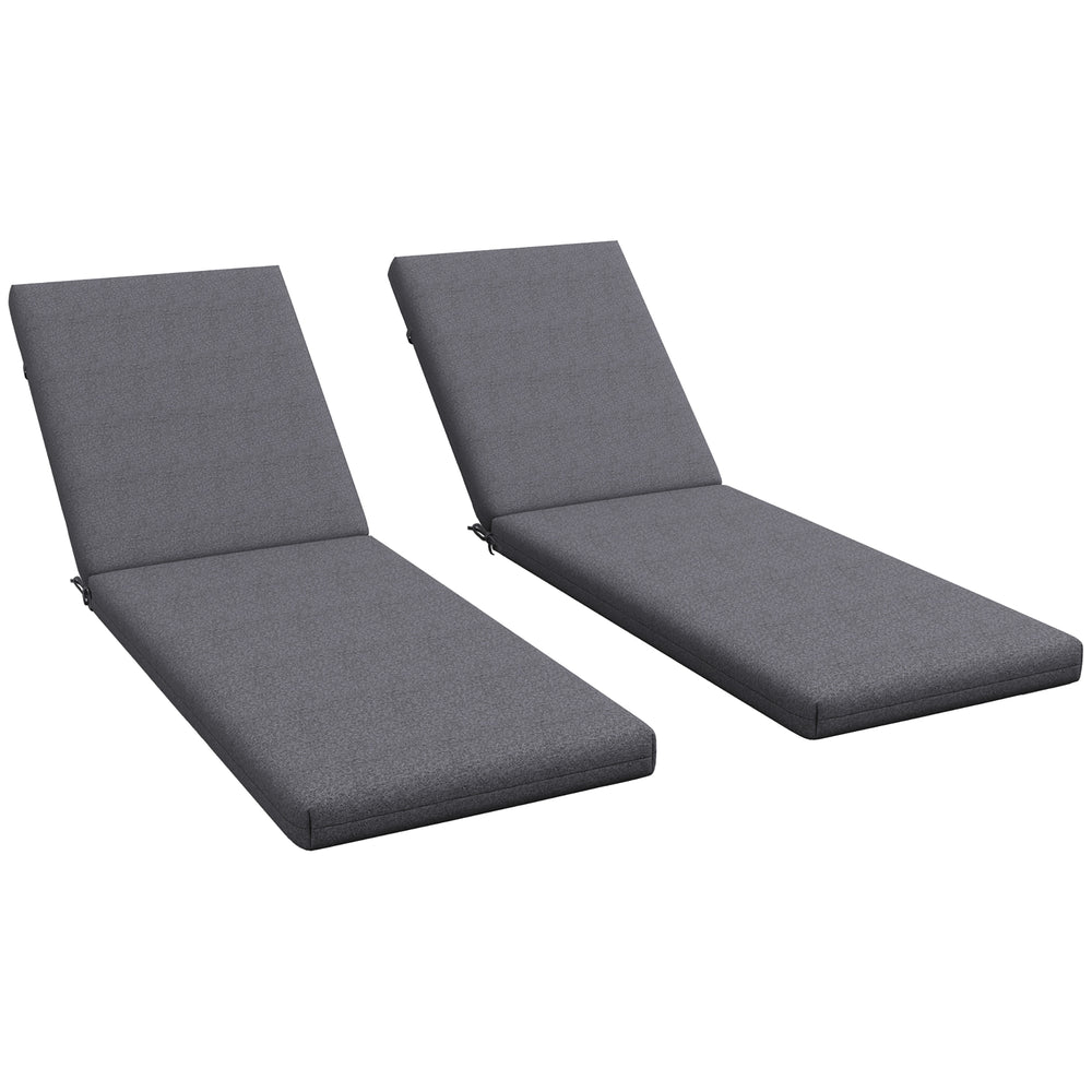 Lot de 2 Matelas pour Chaise Longue transat Bain de Soleil avec Sangles d'attache pour Jardin dim. 190,5L x 58,4l x 7H cm Gris