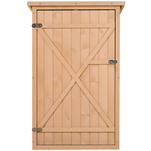 Armoire abri de Jardin Remise pour Outils Bois de Sapin pré-huilé Toit bitumé incliné - Grande Porte verrouillable loquet - 2 étagères - dim. 75L x 56l x 115H cm