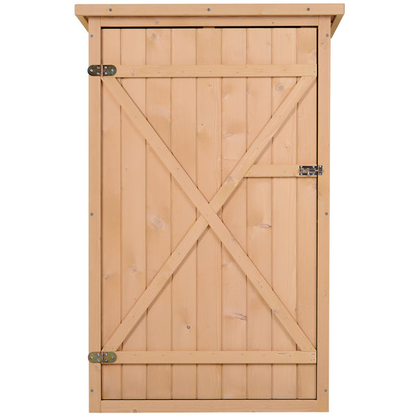 Armoire abri de Jardin Remise pour Outils Bois de Sapin pré-huilé Toit bitumé incliné - Grande Porte verrouillable loquet - 2 étagères - dim. 75L x 56l x 115H cm