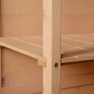 Armoire abri de Jardin Remise pour Outils Bois de Sapin pré-huilé Toit bitumé incliné - Grande Porte verrouillable loquet - 2 étagères - dim. 75L x 56l x 115H cm