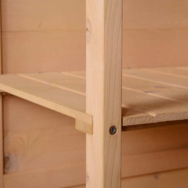 Armoire abri de Jardin Remise pour Outils Bois de Sapin pré-huilé Toit bitumé incliné - Grande Porte verrouillable loquet - 2 étagères - dim. 75L x 56l x 115H cm
