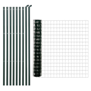 Grillage Rouleau soudé - Maille 7,3L x 6,3l cm - Hauteur 2 m - Longueur 10 m - poteaux, Jambes de Force Inclus - Acier revêtement PVC Vert