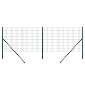Grillage Rouleau soudé - Maille 7,3L x 6,3l cm - Hauteur 2 m - Longueur 10 m - poteaux, Jambes de Force Inclus - Acier revêtement PVC Vert