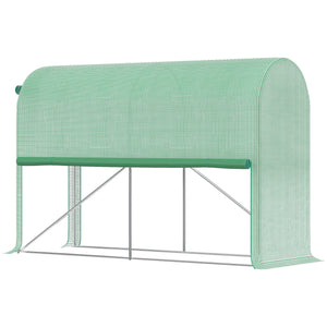 Serre de jardin PE, serre de balcon, bâche renforcée 140 g/m², châssis en acier, porte zippée enroulable, pour légumes plantes fleurs, intérieur et extérieur, 300 x 100 x 200 cm, vert