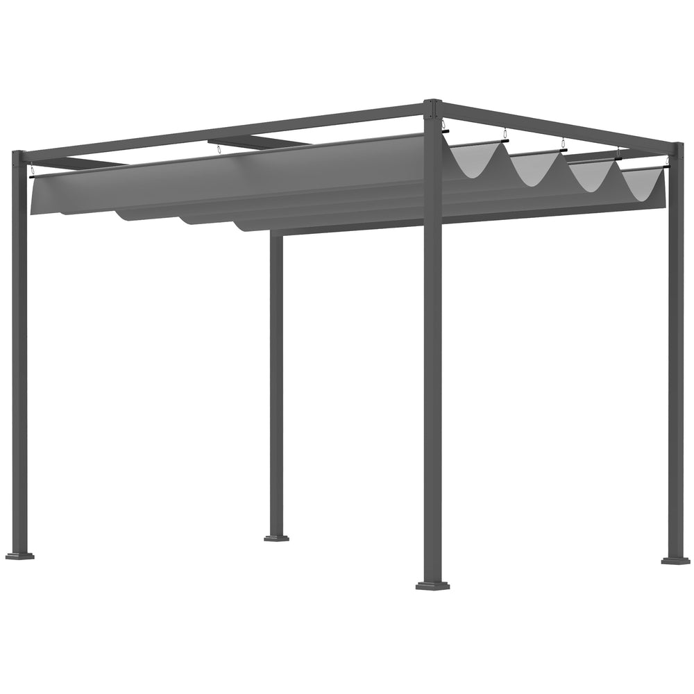 Pergola coulissante pergola rétractable 3 x 2 m structure métal époxy anticorrosion toile polyester haute densité 180 g/m² incluse gris