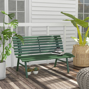 Banc de jardin banquette extérieur 2 Places Assise Dossier à Lattes, en aluminium, dim. 123L x 67l x 79H cm, vert