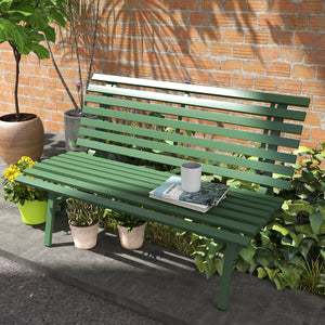 Banc de jardin banquette extérieur 2 Places Assise Dossier à Lattes, en aluminium, dim. 123L x 67l x 79H cm, vert