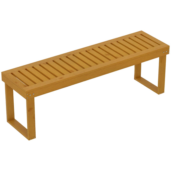 Banc de jardin, banc en bois de pin 2 places, banquette de jardin, assise à lattes, 132 x 34 x 43 cm, bois naturel