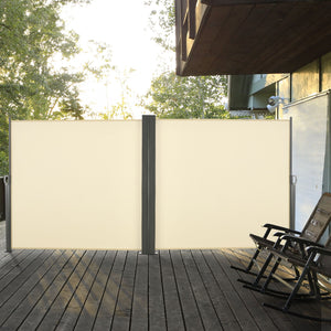 Double Store latéral Brise-Vue paravent rétractable dim. 6L x 1,80H m Polyester Anti-UV Haute densité 180 g/m² Crème