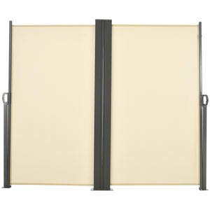 Double Store latéral Brise-Vue paravent rétractable dim. 6L x 1,80H m Polyester Anti-UV Haute densité 180 g/m² Crème