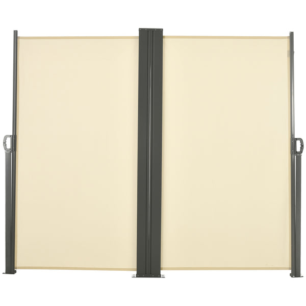 Double Store latéral Brise-Vue paravent rétractable dim. 6L x 1,80H m Polyester Anti-UV Haute densité 180 g/m² Crème