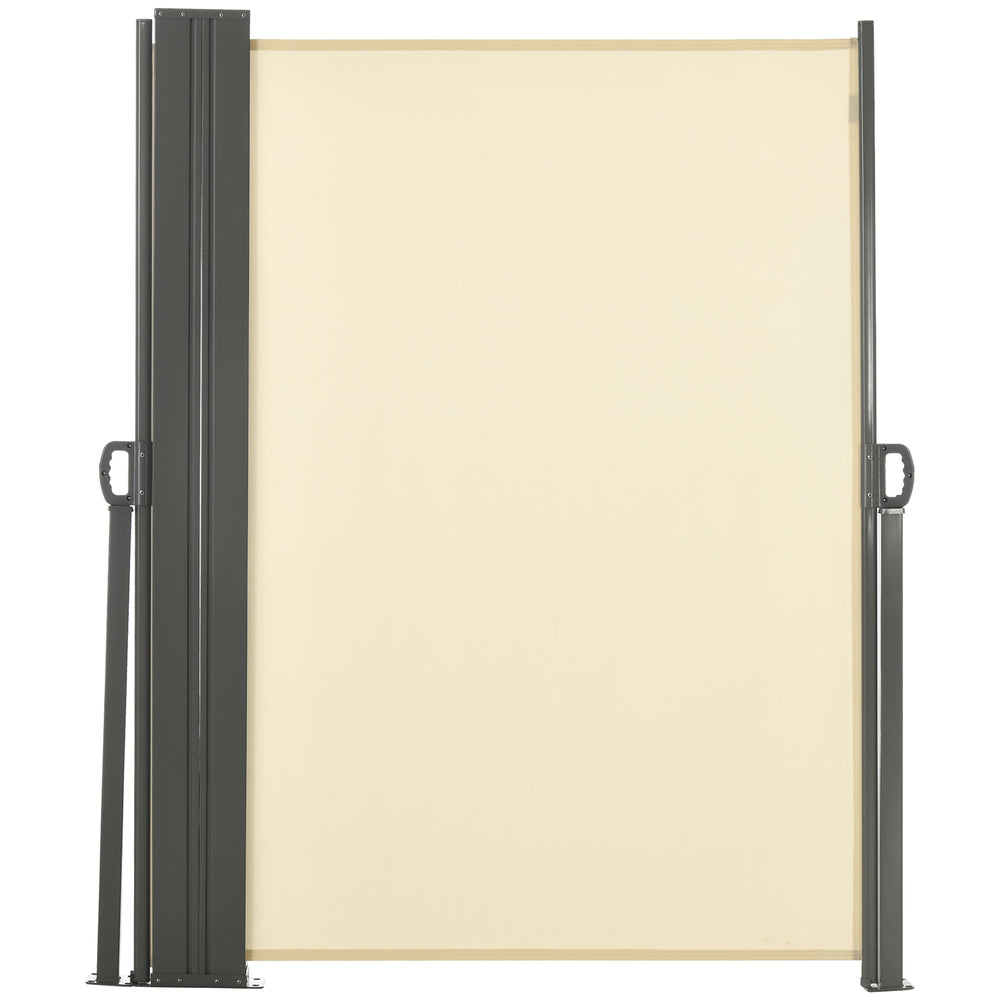 Double Store latéral Brise-Vue paravent rétractable dim. 6L x 1,80H m Polyester Anti-UV Haute densité 180 g/m² Crème
