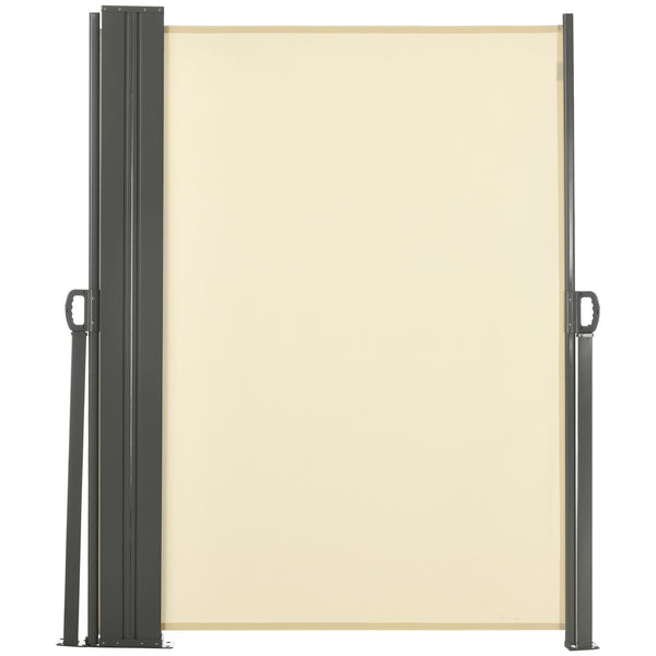 Double Store latéral Brise-Vue paravent rétractable dim. 6L x 1,80H m Polyester Anti-UV Haute densité 180 g/m² Crème