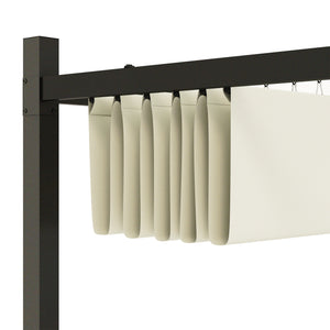 Pergola coulissante rétractable 3 x 3 m pergola jardin exterieur à fixation magnétique, tonnelle de jardin, polyester haute densité 180g/m², abri soleil UPF30+, pour terrasse, patio, crème