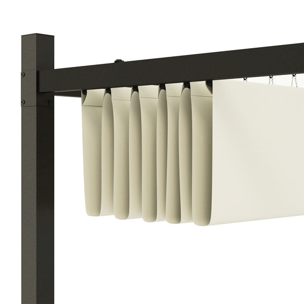 Pergola coulissante rétractable 3 x 3 m pergola jardin exterieur à fixation magnétique, tonnelle de jardin, polyester haute densité 180g/m², abri soleil UPF30+, pour terrasse, patio, crème