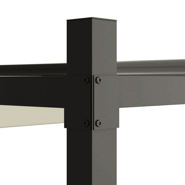 Pergola coulissante rétractable 3 x 3 m pergola jardin exterieur à fixation magnétique, tonnelle de jardin, polyester haute densité 180g/m², abri soleil UPF30+, pour terrasse, patio, crème