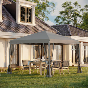 Tonnelle pop-up Barnum Pliant Style Colonial 3 x 3 m 4 moustiquaires + Sac de Transport gris