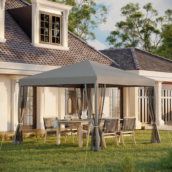 Tonnelle pop-up Barnum Pliant Style Colonial 3 x 3 m 4 moustiquaires + Sac de Transport gris