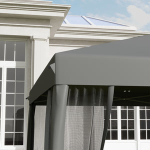 Tonnelle pop-up Barnum Pliant Style Colonial 3 x 3 m 4 moustiquaires + Sac de Transport gris