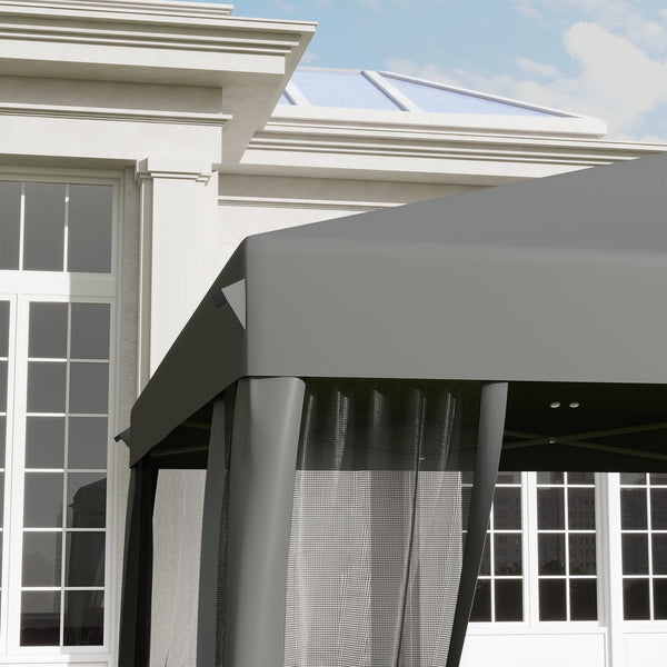 Tonnelle pop-up Barnum Pliant Style Colonial 3 x 3 m 4 moustiquaires + Sac de Transport gris