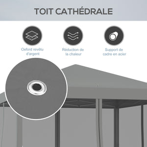 Tonnelle pop-up Barnum Pliant Style Colonial 3 x 3 m 4 moustiquaires + Sac de Transport gris