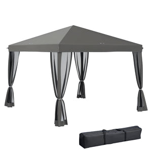 Tonnelle pop-up Barnum Pliant Style Colonial 3 x 3 m 4 moustiquaires + Sac de Transport gris