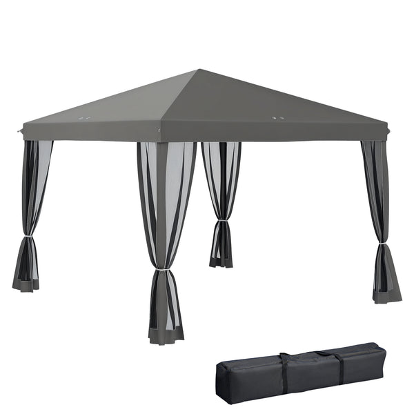 Tonnelle pop-up Barnum Pliant Style Colonial 3 x 3 m 4 moustiquaires + Sac de Transport gris