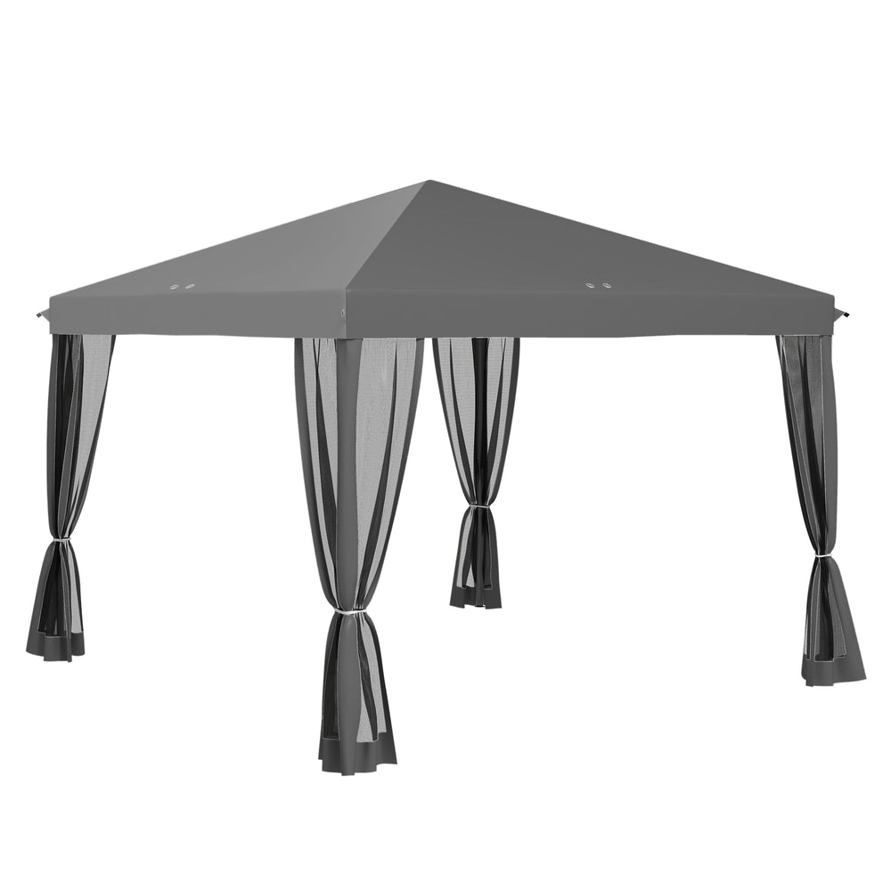 Tonnelle pop-up Barnum Pliant Style Colonial 3 x 3 m 4 moustiquaires + Sac de Transport gris