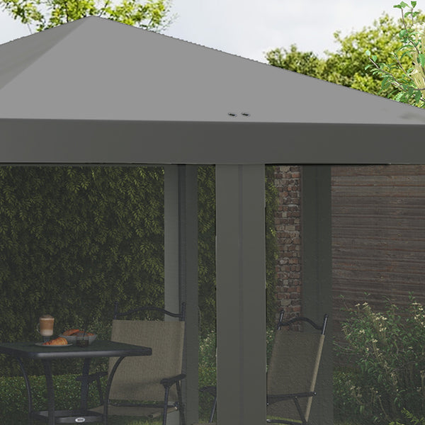 Tonnelle pop-up Barnum Pliant Style Colonial 3 x 3 m 4 moustiquaires + Sac de Transport gris