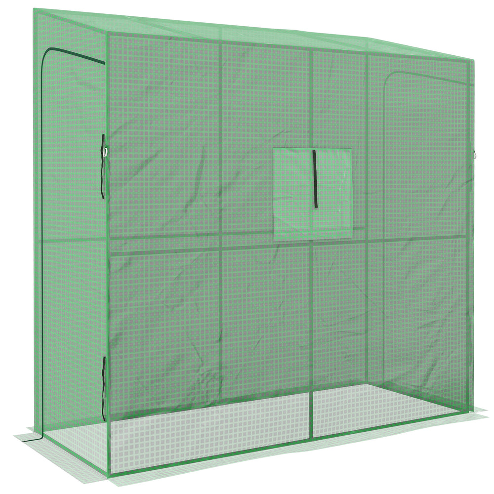 Serre de jardin PE, serre de balcon, bâche renforcée 135 g/m², châssis en acier, 2 portes zippées enroulables, pour légumes plantes fleurs, intérieur et extérieur, 200 x 80 x 200 cm, vert