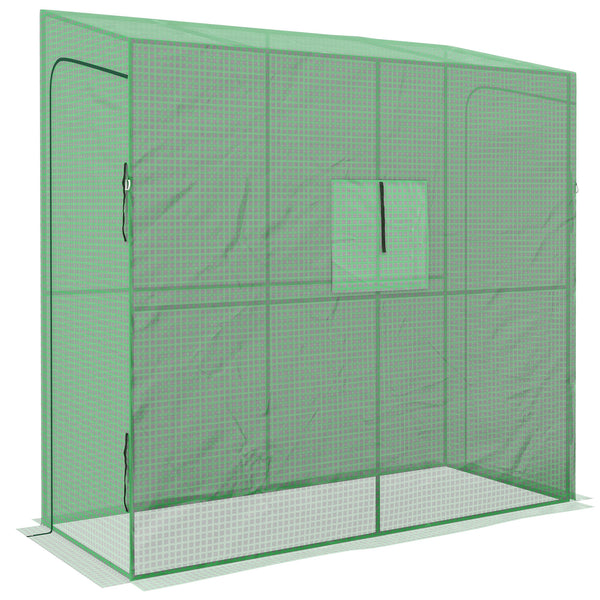 Serre de jardin PE, serre de balcon, bâche renforcée 135 g/m², châssis en acier, 2 portes zippées enroulables, pour légumes plantes fleurs, intérieur et extérieur, 200 x 80 x 200 cm, vert