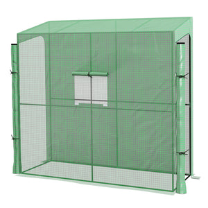 Serre de jardin PE, serre de balcon, bâche renforcée 135 g/m², châssis en acier, 2 portes zippées enroulables, pour légumes plantes fleurs, intérieur et extérieur, 200 x 80 x 200 cm, vert