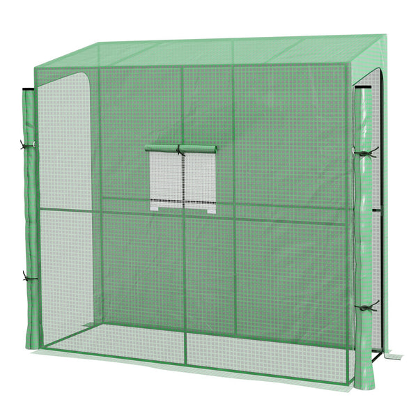 Serre de jardin PE, serre de balcon, bâche renforcée 135 g/m², châssis en acier, 2 portes zippées enroulables, pour légumes plantes fleurs, intérieur et extérieur, 200 x 80 x 200 cm, vert