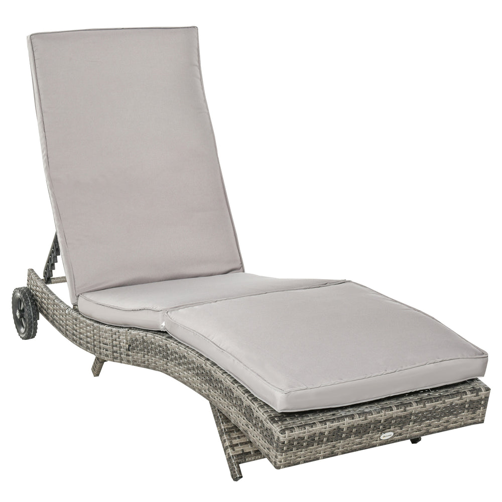 Bain de soleil transat grand confort - dossier inclinable 5 positions roulettes - matelas déhoussable inclus - résine tressée grise