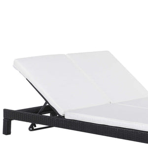 Bain de soleil transat 2 places - grand confort - dossier inclinable multi-positions - matelas fournis crème - résine tressée 4 fils noir