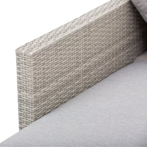 Salon de jardin extérieur d'angle 5 places design contemporain coussins déhoussables table basse acier époxy résine tressée grise