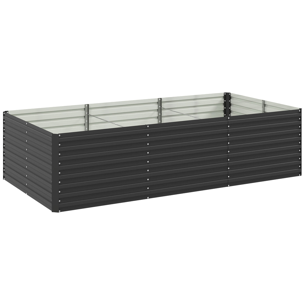 Jardinière extérieure, jardinière surélevée galvanisée, carré potager de jardin rectangulaire avec bordure de sécurité et fond ouvert, pour fleurs, herbes et légumes, 240 x 120 x 60 cm, gris