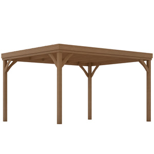Pergola jardin extérieur 4 x 3 m pergola en bois traditionnelle autoportante avec 4 pieds Toit terrasse à décorer - marron