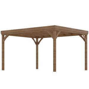 Pergola jardin extérieur 4 x 3 m pergola en bois traditionnelle autoportante avec 4 pieds Toit terrasse à décorer - marron