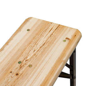Table de Camping Pique-Nique Pliable Portable + 2 bancs Pliables métal époxy Noir Bois Massif Sapin