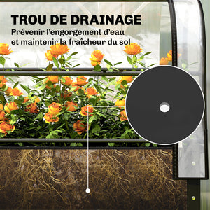 Potager sur Pieds avec Serre Rabattable, Jardinière Surélevée en Métal avec Volume 97L, Trou de Drainage, pour Plantes Fleurs Légumes, 100 x 49 x 136 cm, Noir