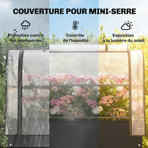 Potager sur Pieds avec Serre Rabattable, Jardinière Surélevée en Métal avec Volume 97L, Trou de Drainage, pour Plantes Fleurs Légumes, 100 x 49 x 136 cm, Noir