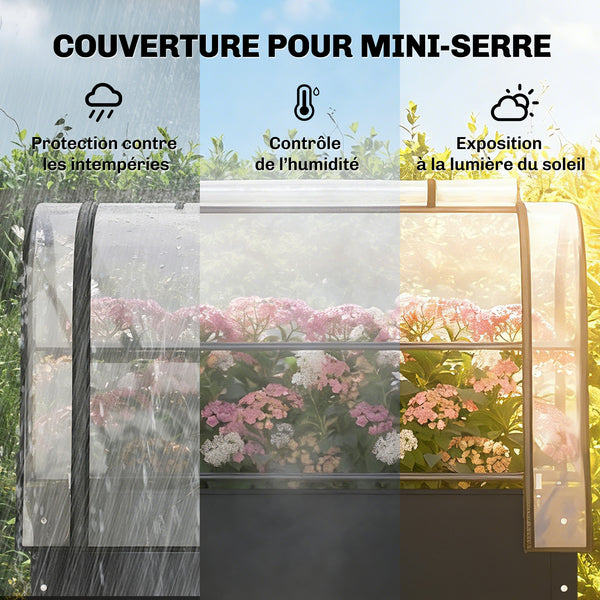 Potager sur Pieds avec Serre Rabattable, Jardinière Surélevée en Métal avec Volume 97L, Trou de Drainage, pour Plantes Fleurs Légumes, 100 x 49 x 136 cm, Noir