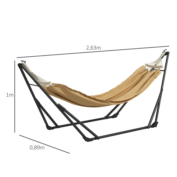 Support avec hamac pliable en acier, support 2 en 1 pour hamac ou chaise suspendue, sac de transport inclus, dim. 263L x 89l x 100H cm