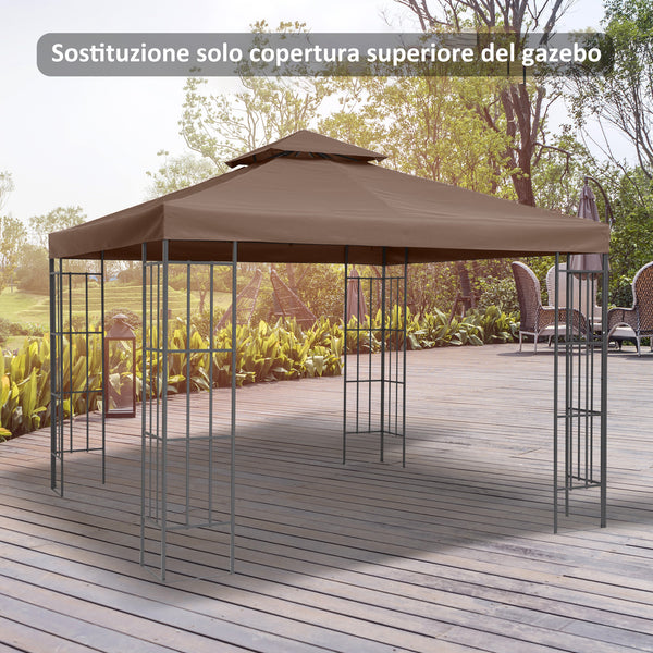 Toit de Remplacement pour pavillon de Jardin Toile de Rechange pour pavillon tonnelle Tente 3 x 3 m Marron