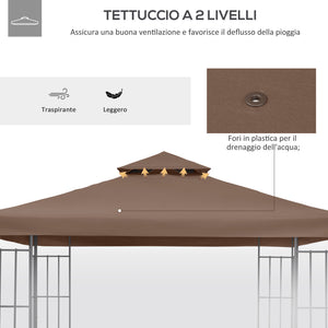 Toit de Remplacement pour pavillon de Jardin Toile de Rechange pour pavillon tonnelle Tente 3 x 3 m Marron