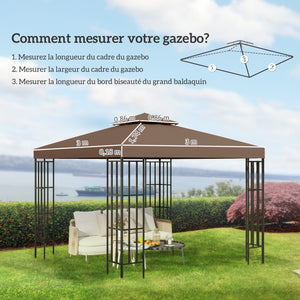 Toit de Remplacement pour pavillon de Jardin Toile de Rechange pour pavillon tonnelle Tente 3 x 3 m Marron