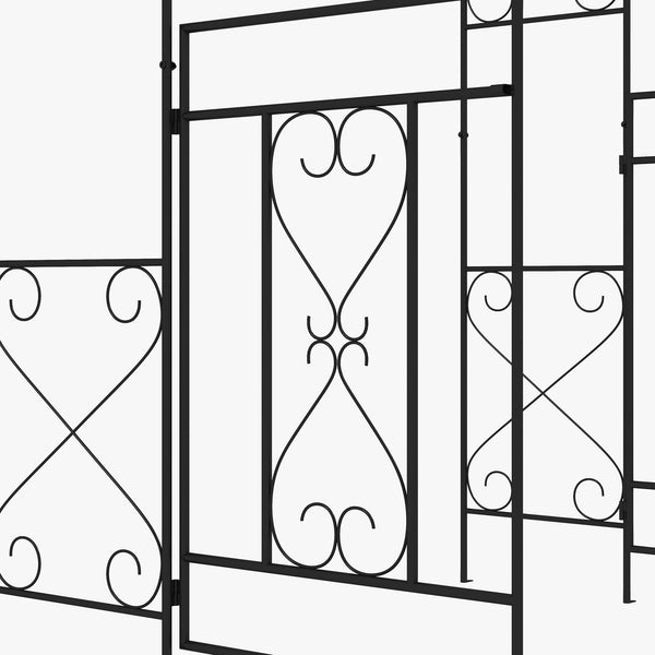 Arche de Jardin avec portillon Arche à rosiers Treillis Style Fer forgé dim. 114L x 36l x 232H cm métal époxy Noir