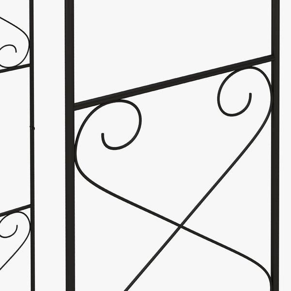 Arche de Jardin avec portillon Arche à rosiers Treillis Style Fer forgé dim. 114L x 36l x 232H cm métal époxy Noir